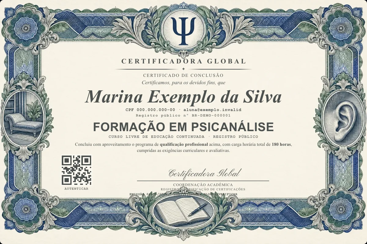 Capa do curso Formação em Psicanálise