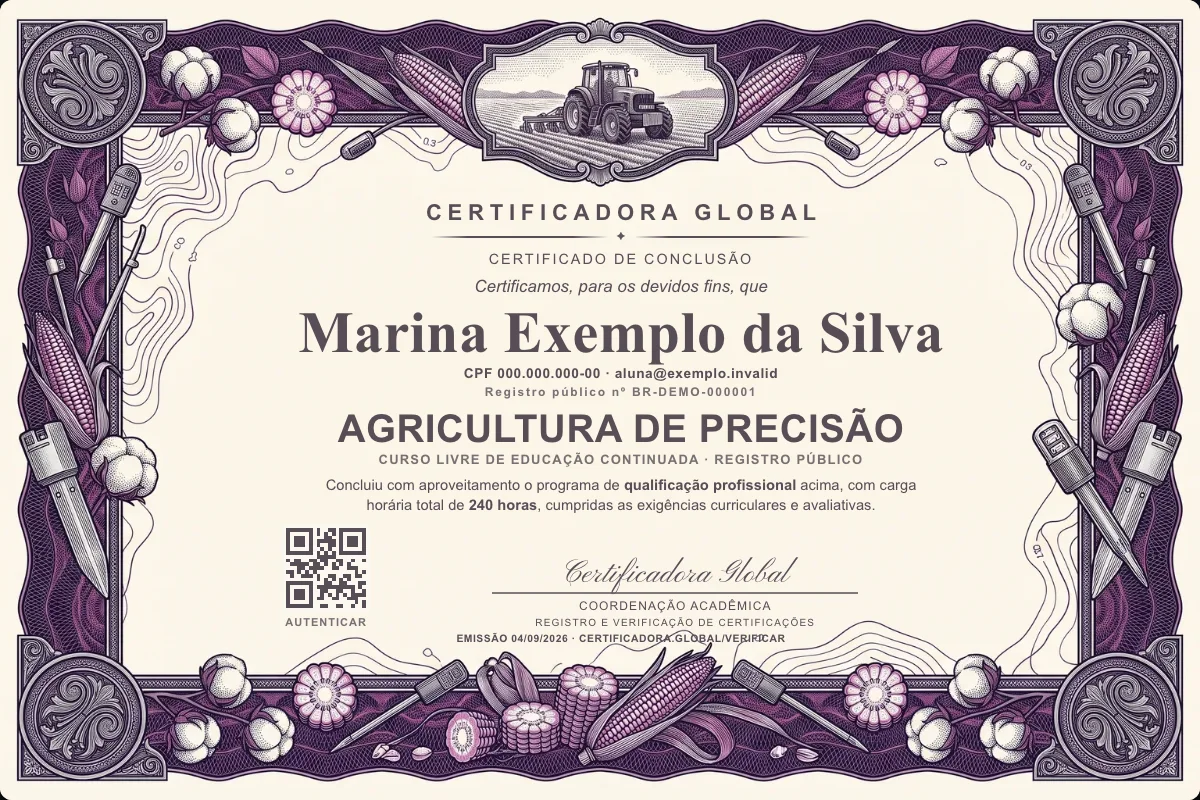 Capa do curso Agricultura de Precisão