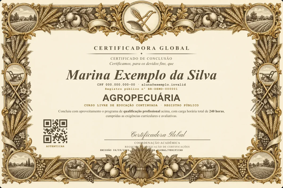 Capa do curso Agropecuária