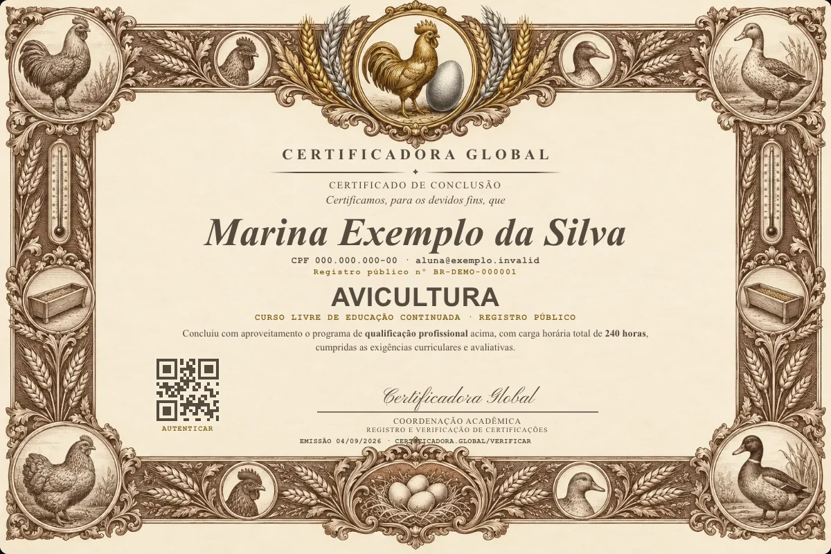 Capa do curso Avicultura