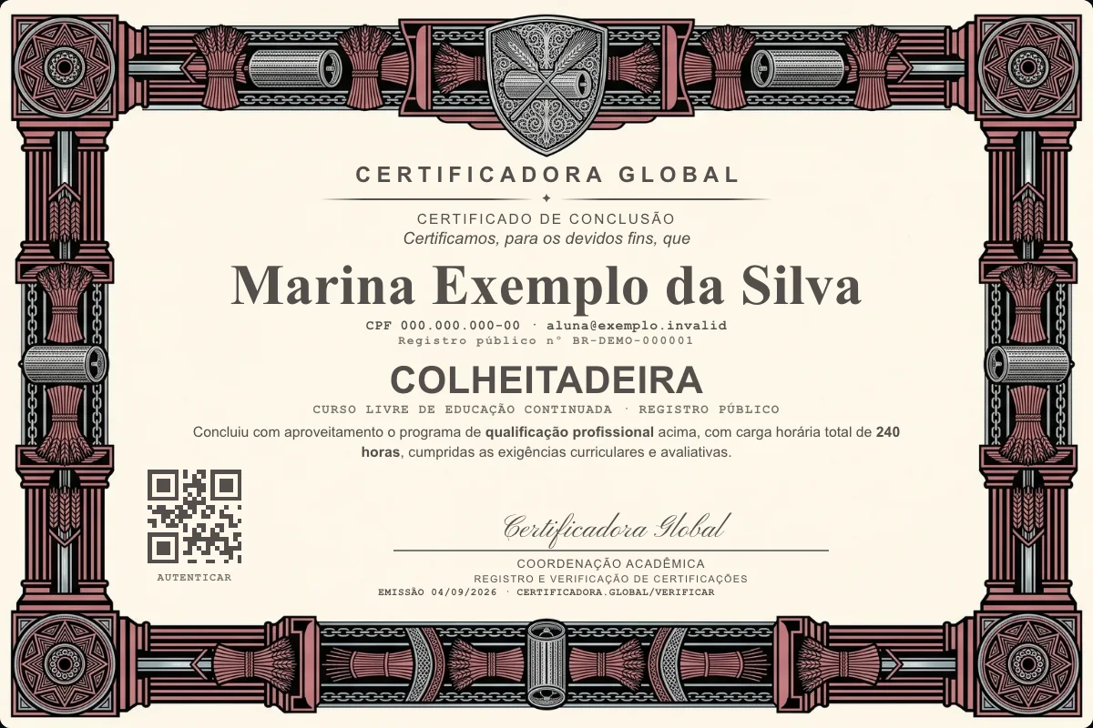 Capa do curso Colheitadeira