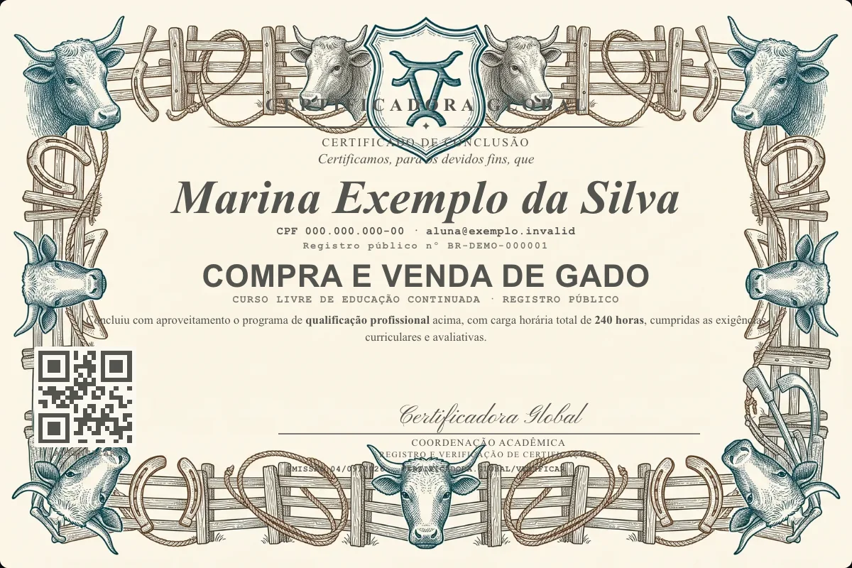 Capa do curso Compra e Venda de Gado