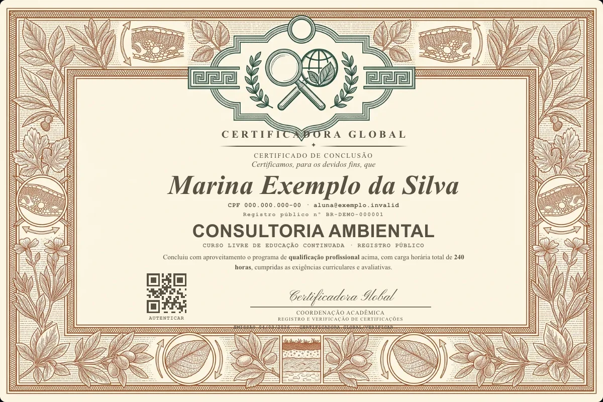 Capa do curso Consultoria Ambiental