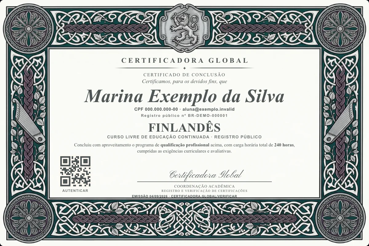 Capa do curso Finlandês