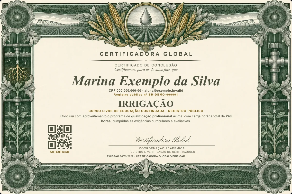 Capa do curso Irrigação