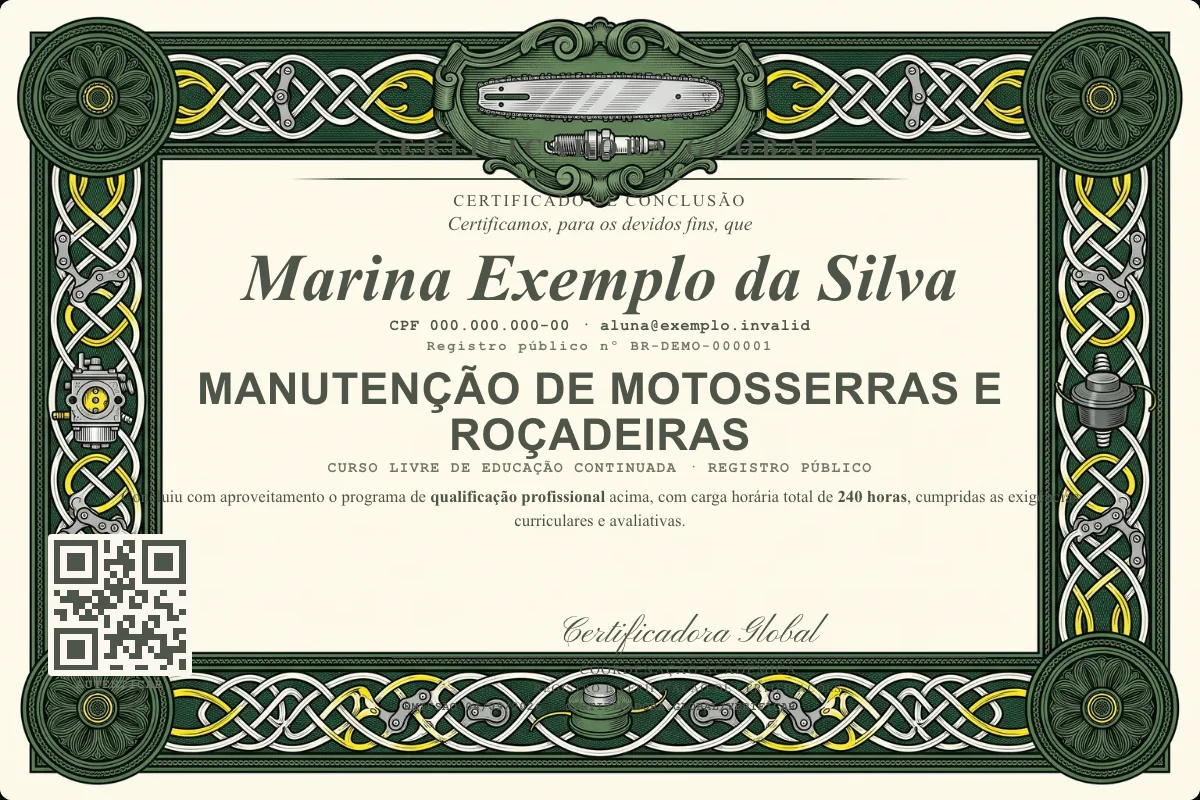 Capa do curso Manutenção de Motosserras e Roçadeiras