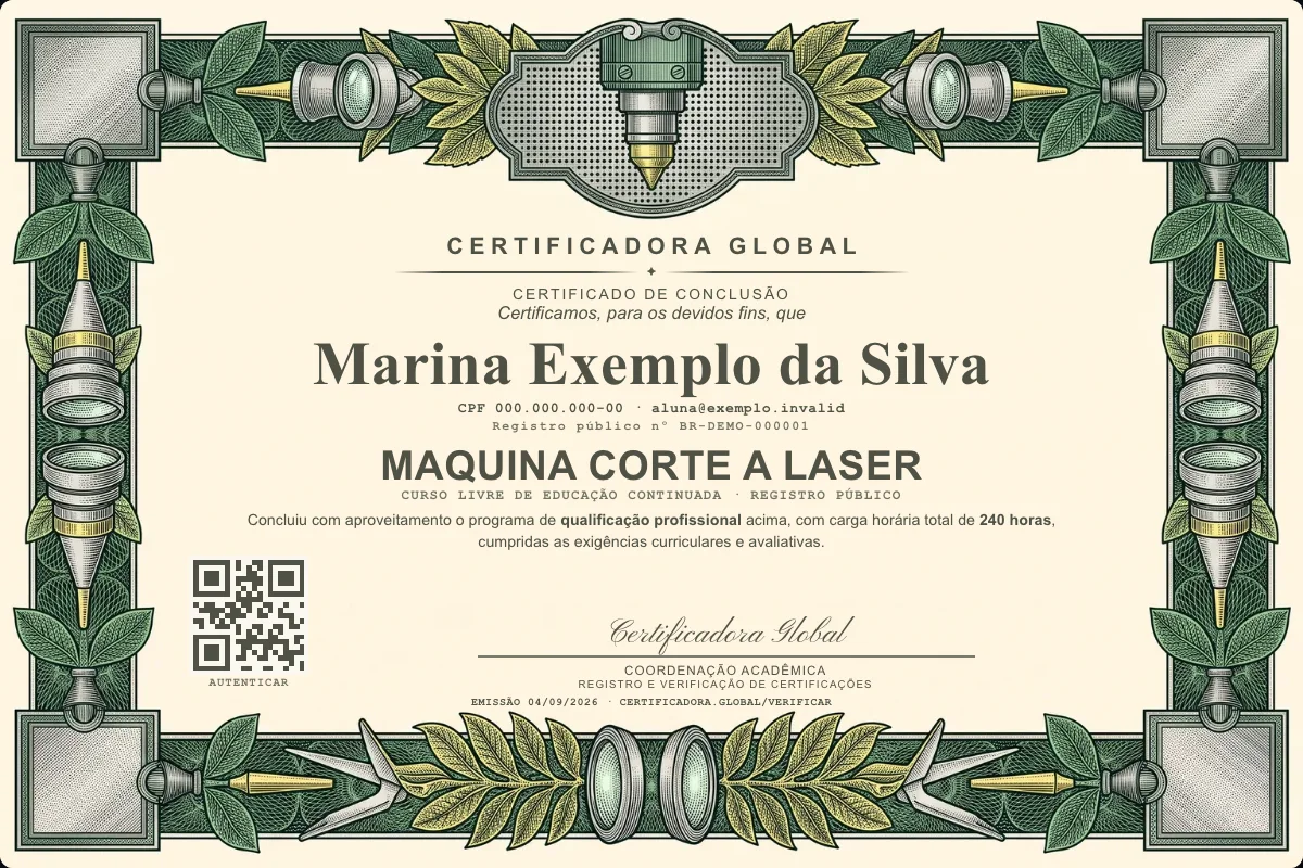 Capa do curso Maquina Corte a Laser