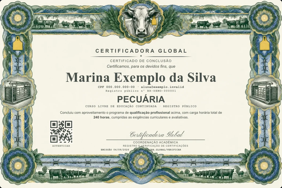 Capa do curso Pecuária
