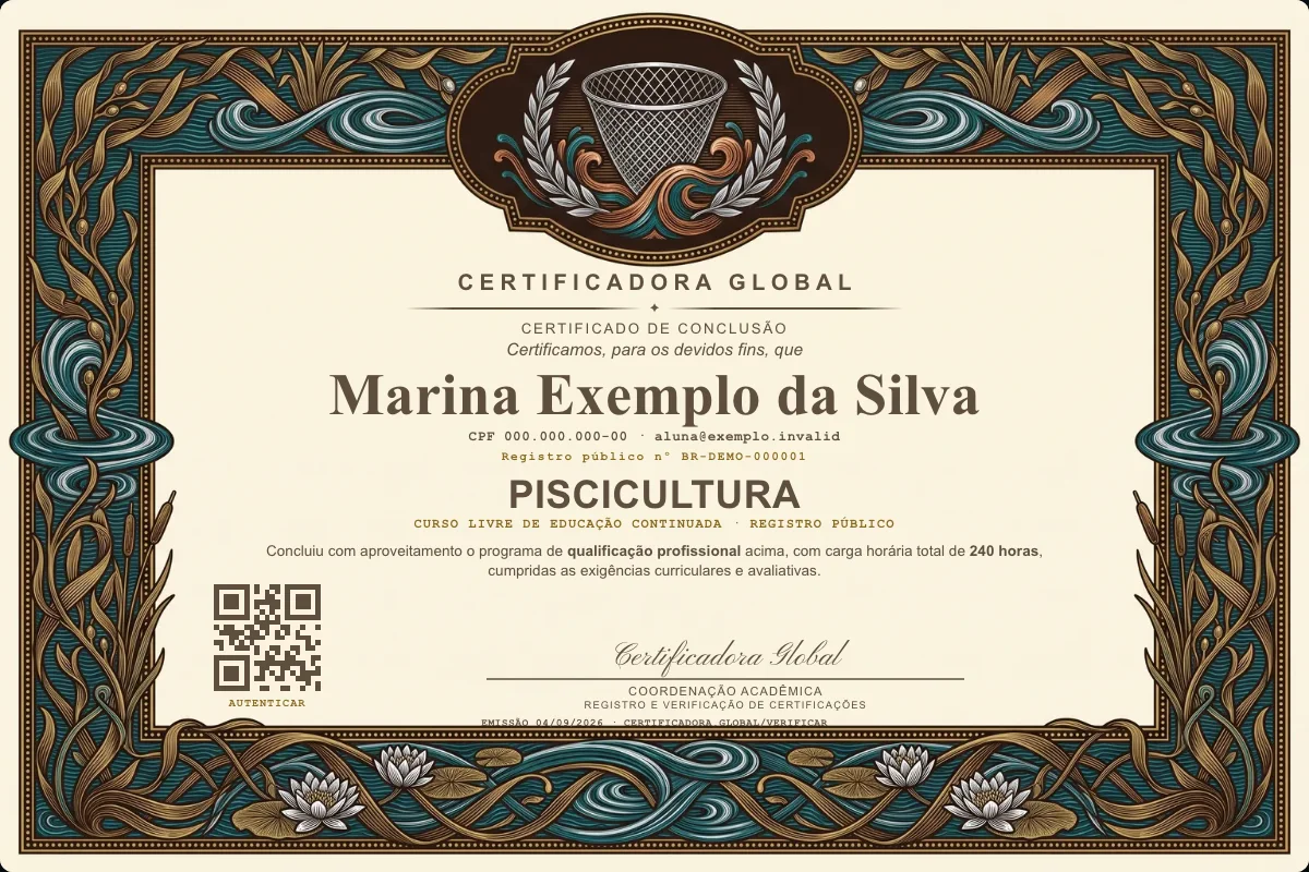 Capa do curso Piscicultura