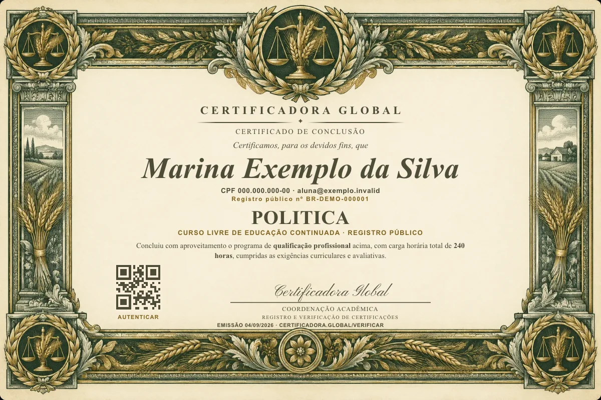 Capa do curso Politica