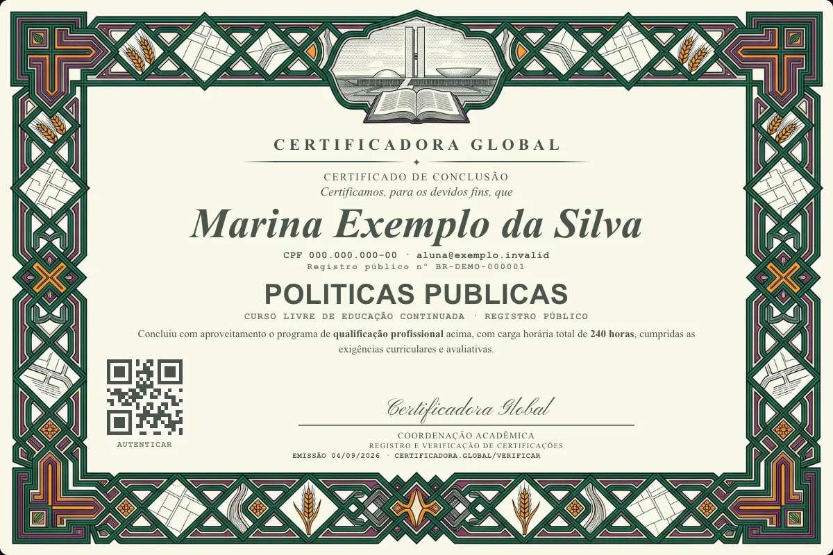 Capa do curso Politicas Publicas