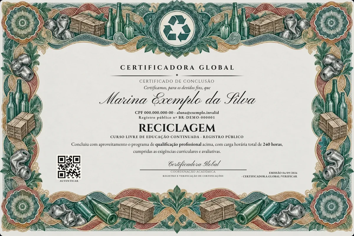 Capa do curso Reciclagem
