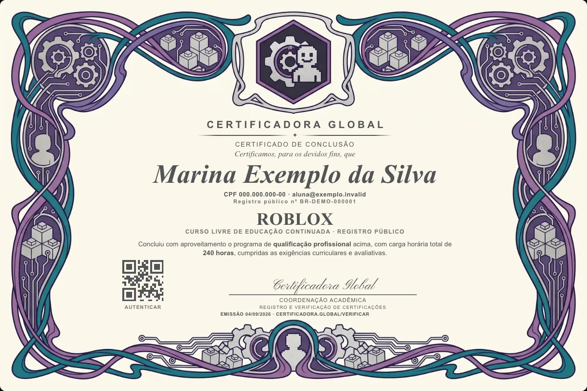 Capa do curso Roblox