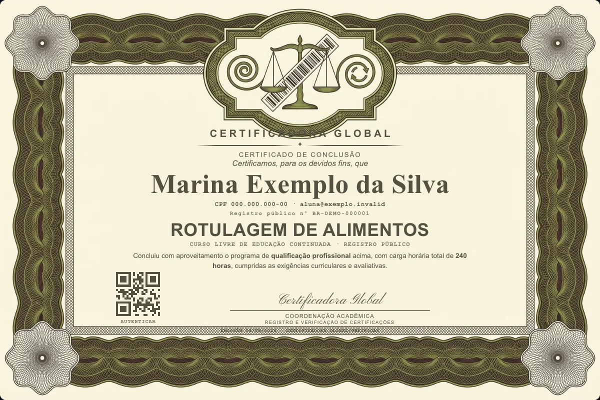 Capa do curso Rotulagem de Alimentos