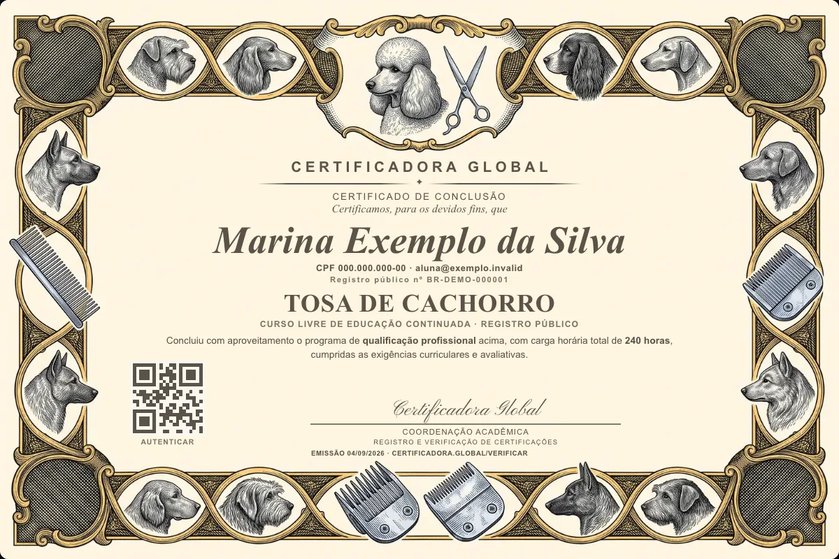 Capa do curso Tosa de Cachorro