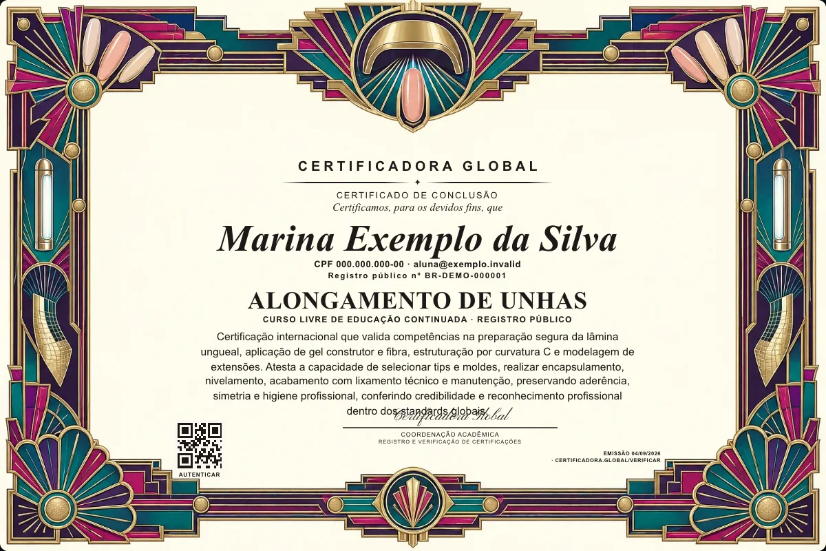 Capa do curso Alongamento de Unhas