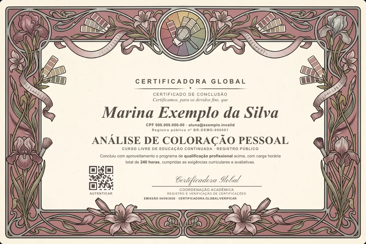 Capa do curso Análise de Coloração Pessoal