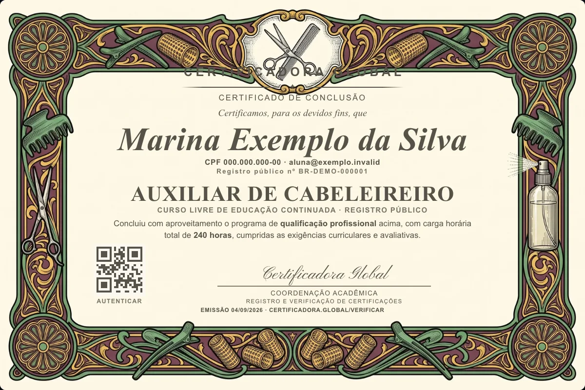 Capa do curso Auxiliar de Cabeleireiro