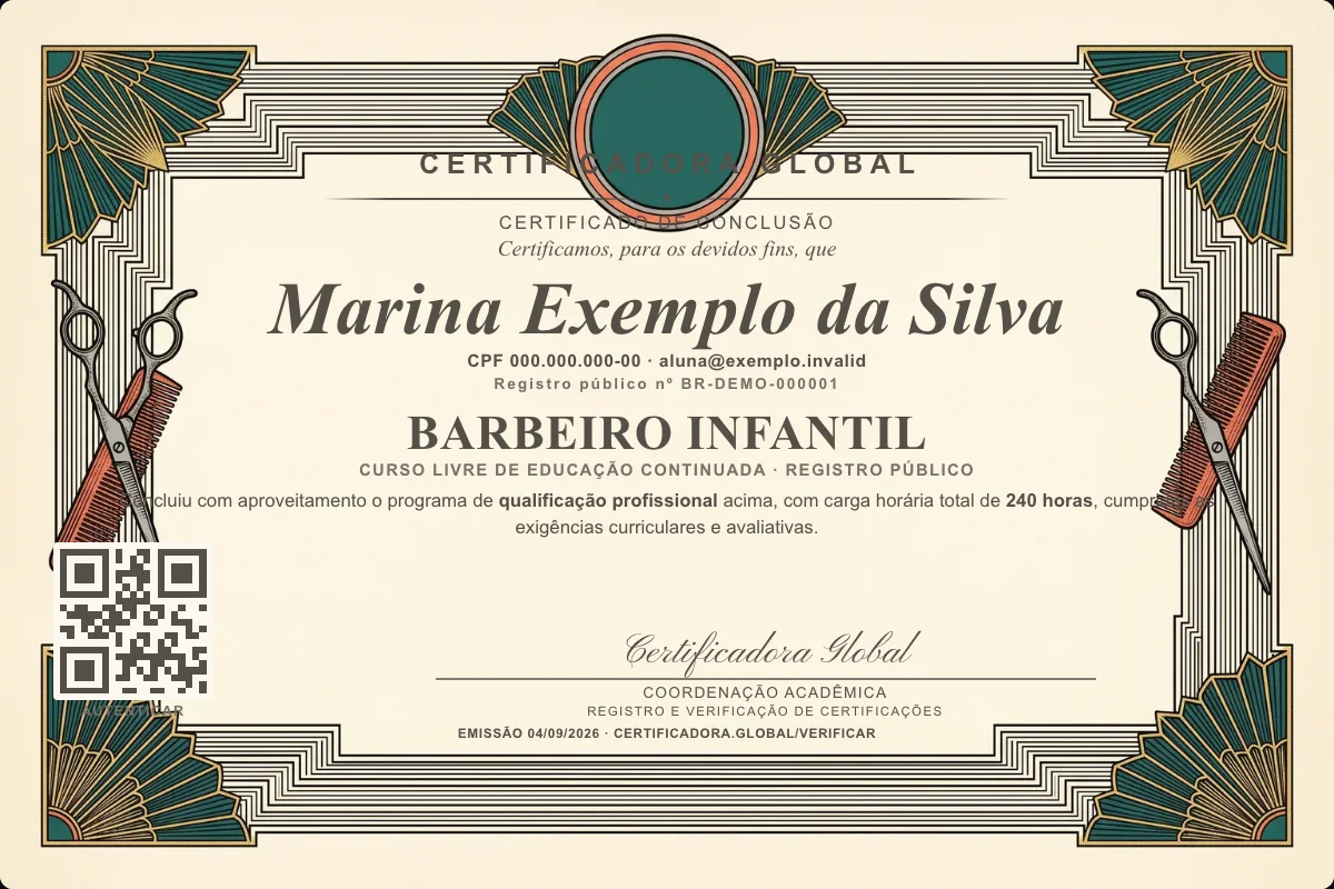 Capa do curso Barbeiro Infantil