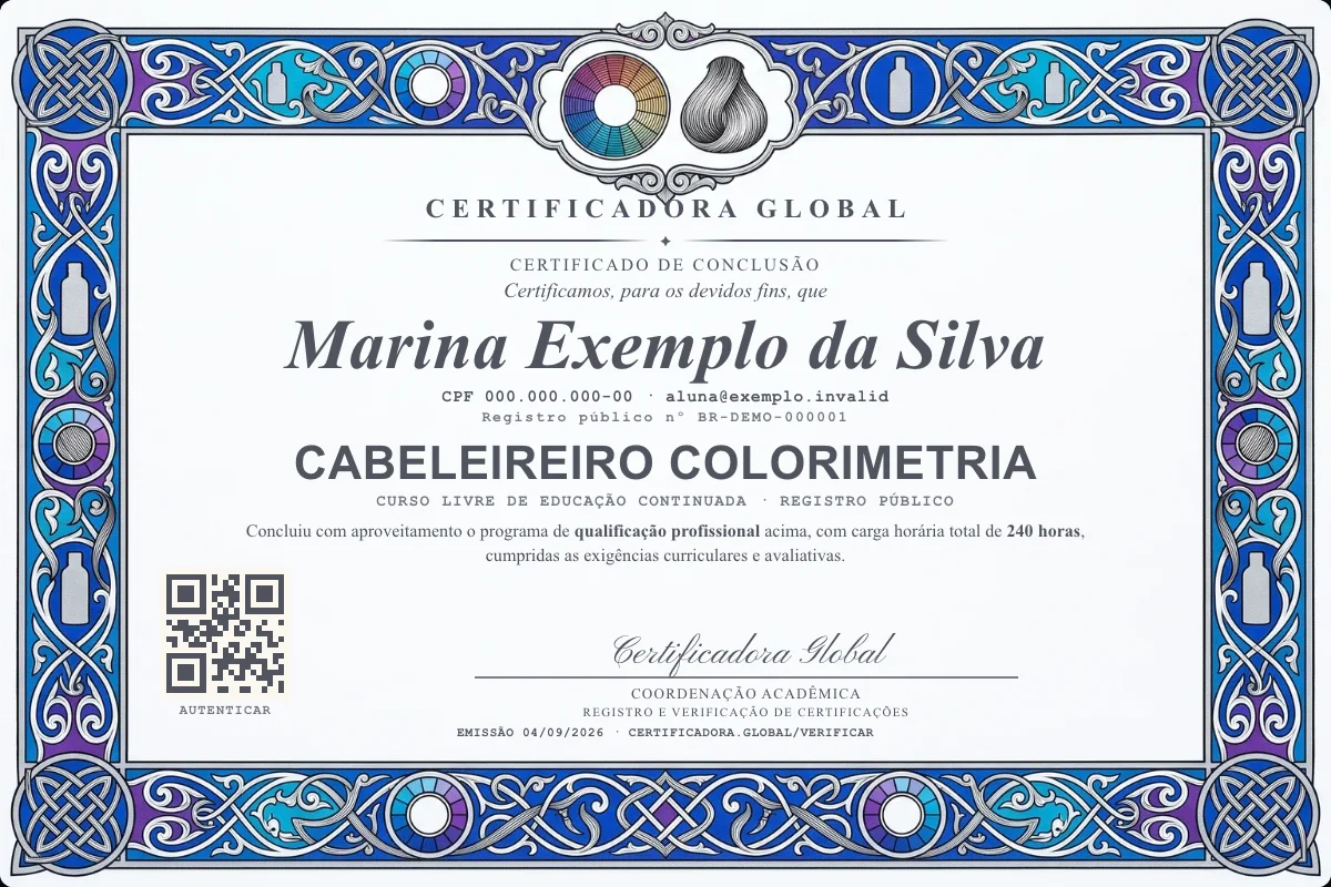 Capa do curso Cabeleireiro Colorimetria