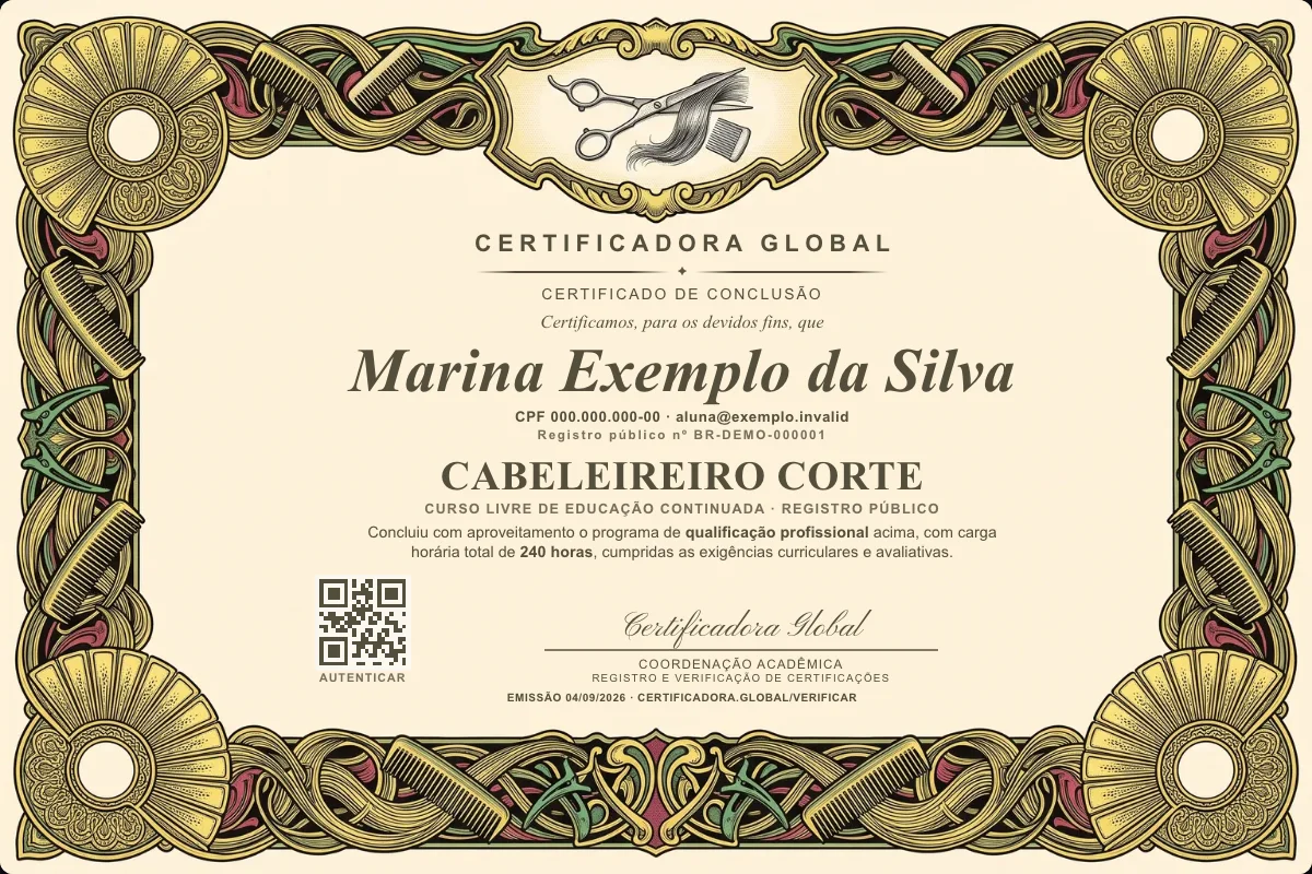 Capa do curso Cabeleireiro Corte