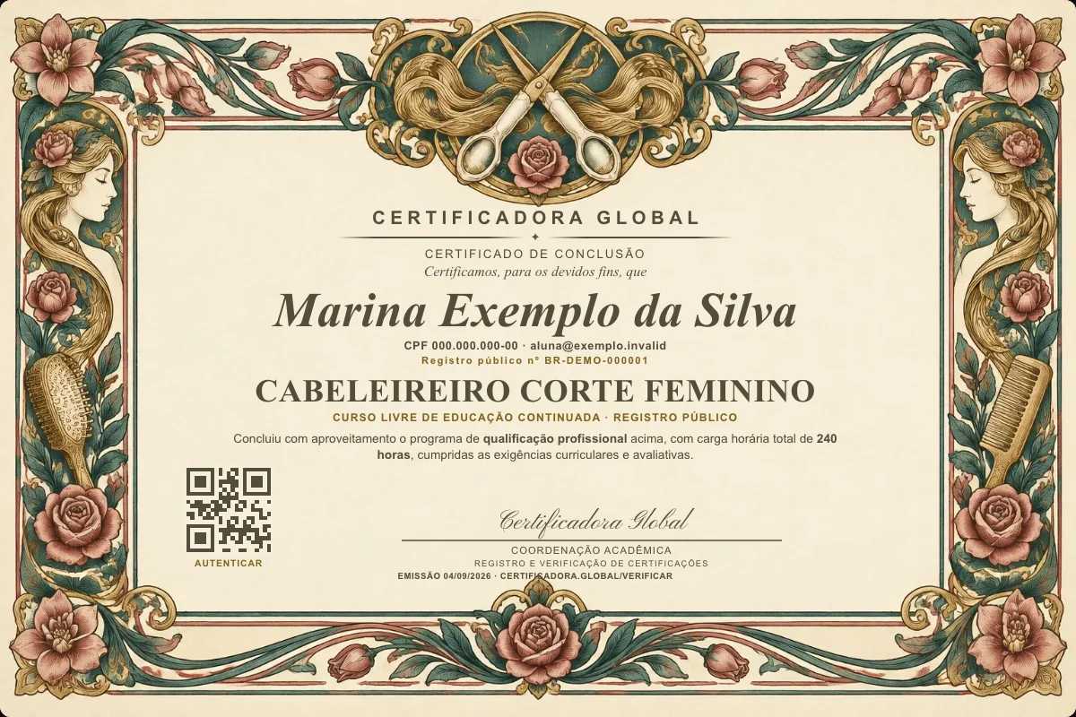 Capa do curso Cabeleireiro Corte Feminino