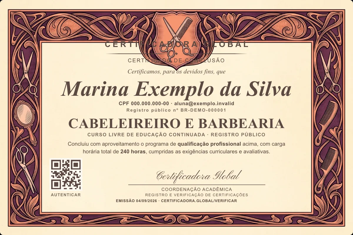 Capa do curso Cabeleireiro e Barbearia