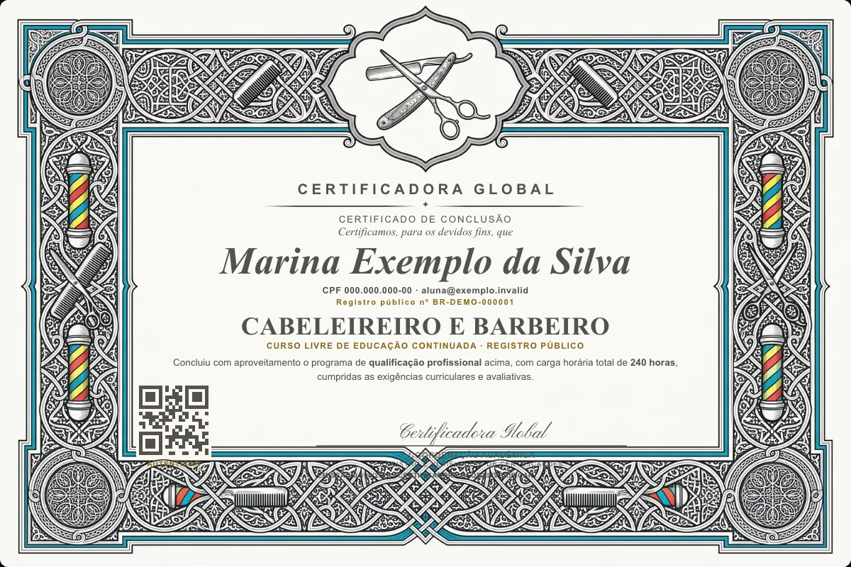 Capa do curso Cabeleireiro e Barbeiro
