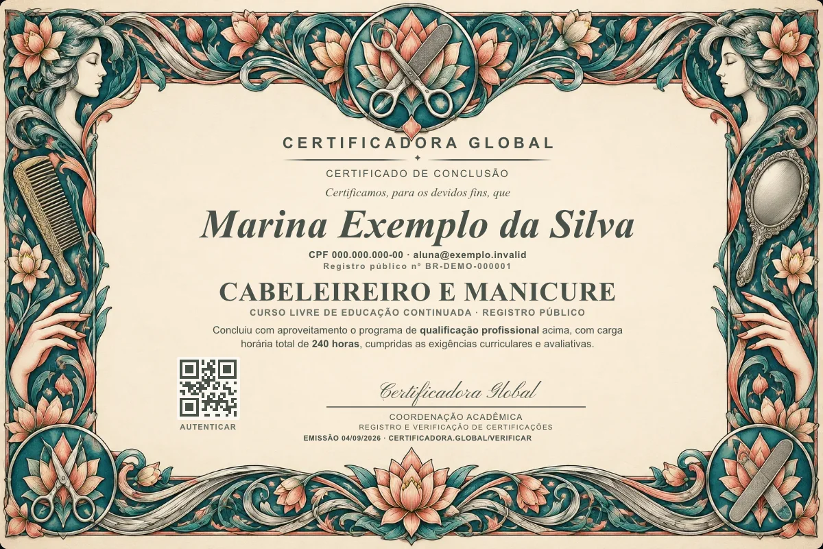 Capa do curso Cabeleireiro e Manicure