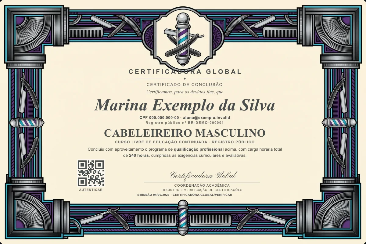 Capa do curso Cabeleireiro Masculino