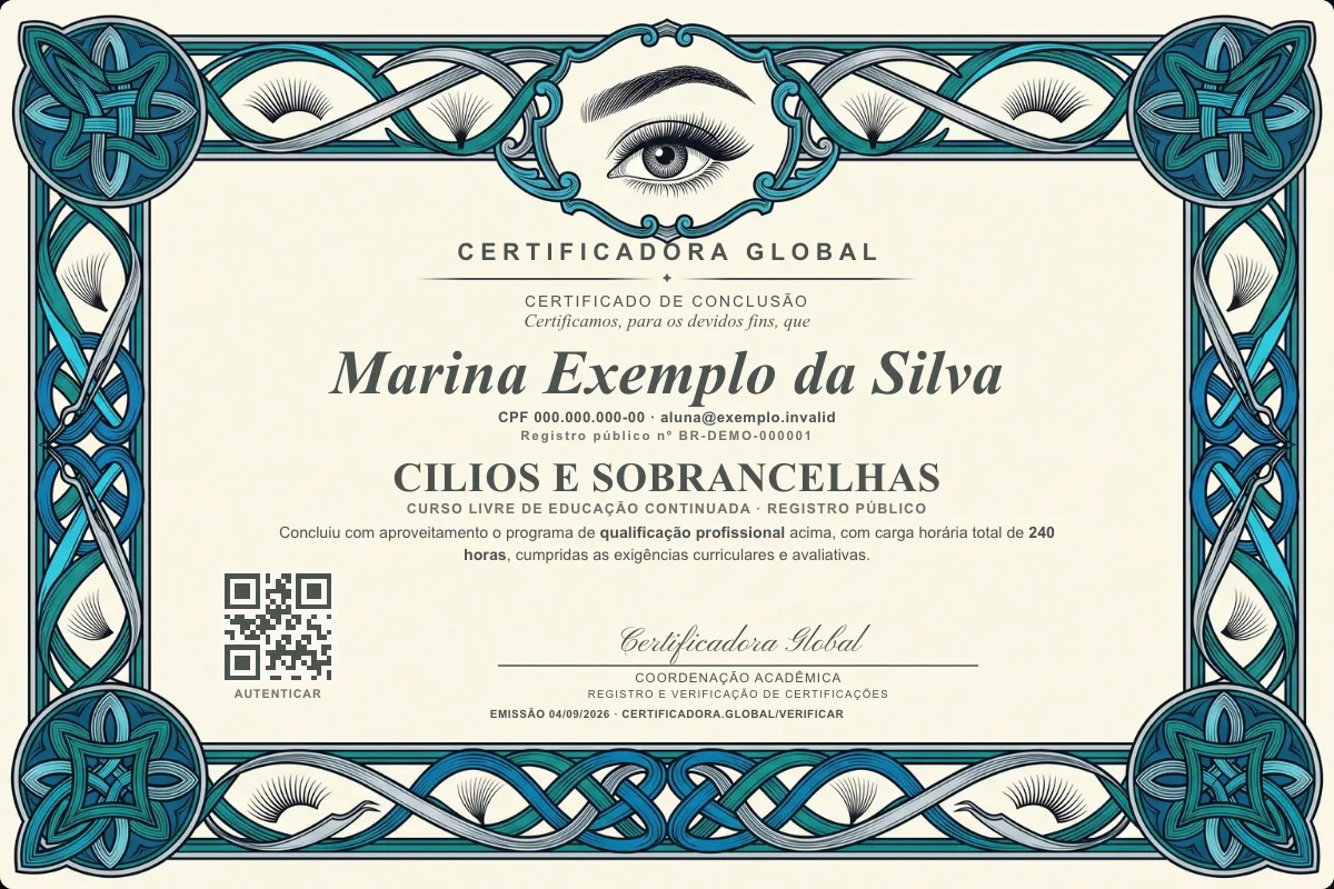 Capa do curso Cilios e Sobrancelhas