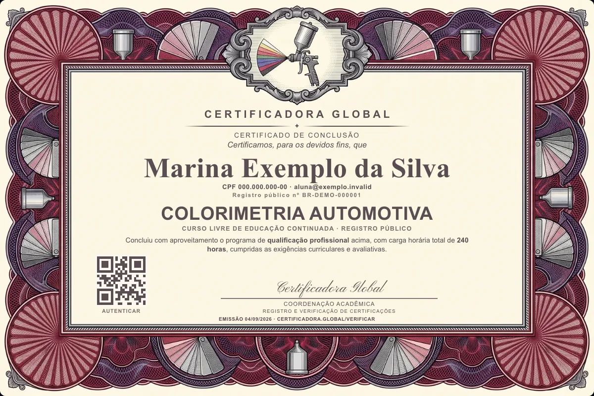 Capa do curso Colorimetria Automotiva