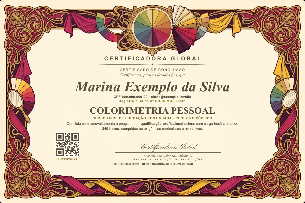 Capa do curso Colorimetria Pessoal