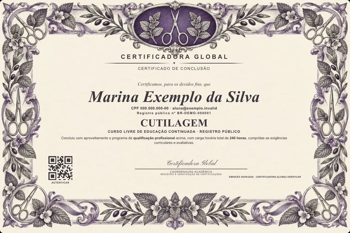 Capa do curso Cutilagem