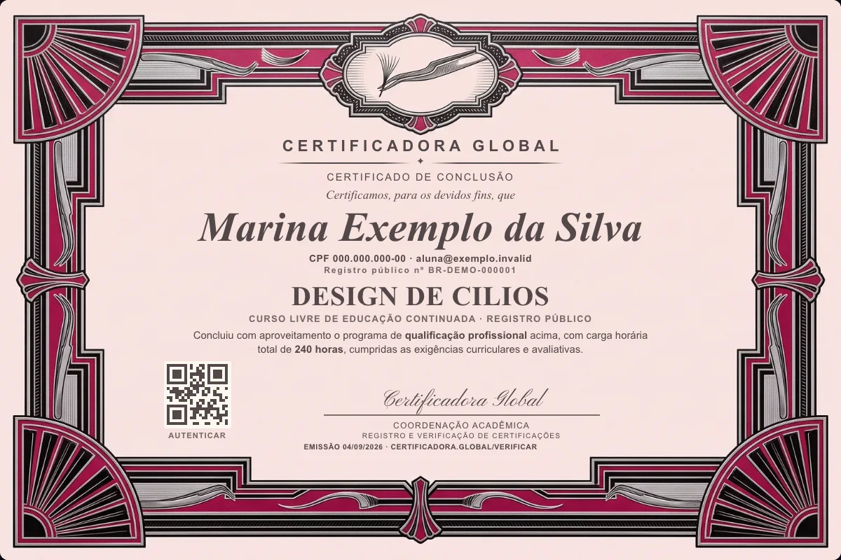 Capa do curso Design de Cilios