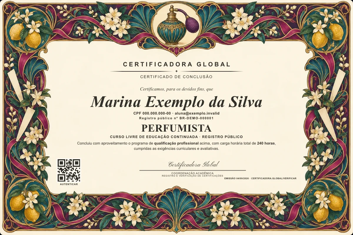 Capa do curso Perfumista
