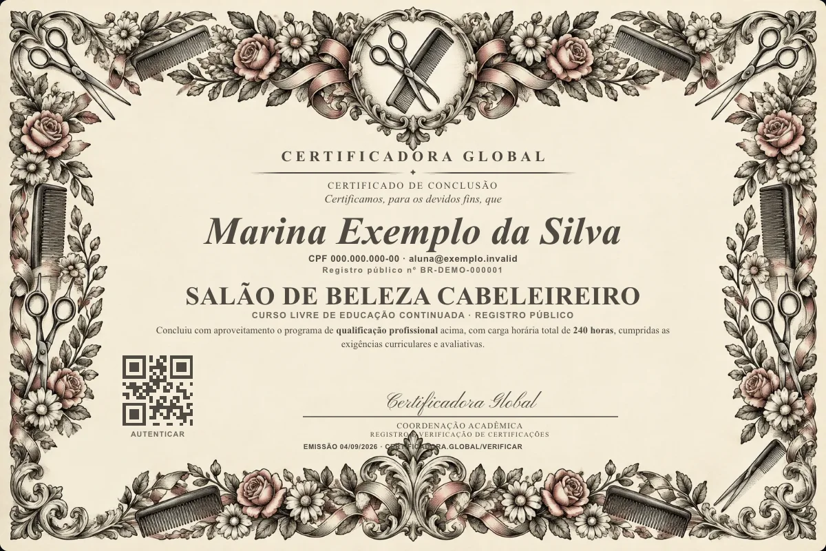 Capa do curso Salão de Beleza Cabeleireiro