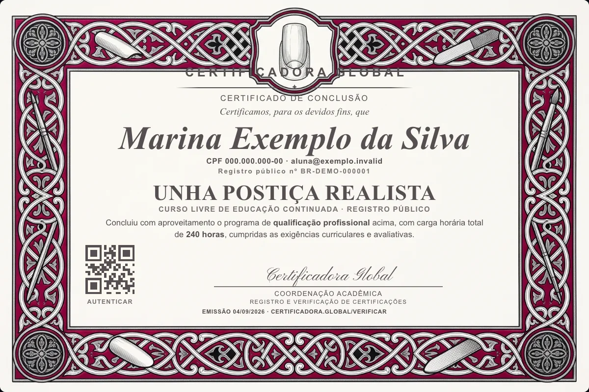 Capa do curso Unha Postiça Realista