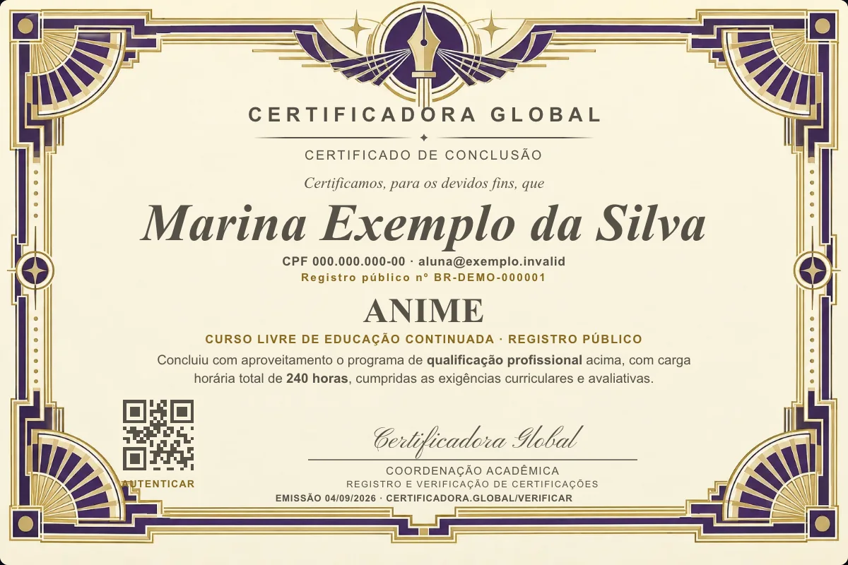 Capa do curso Anime