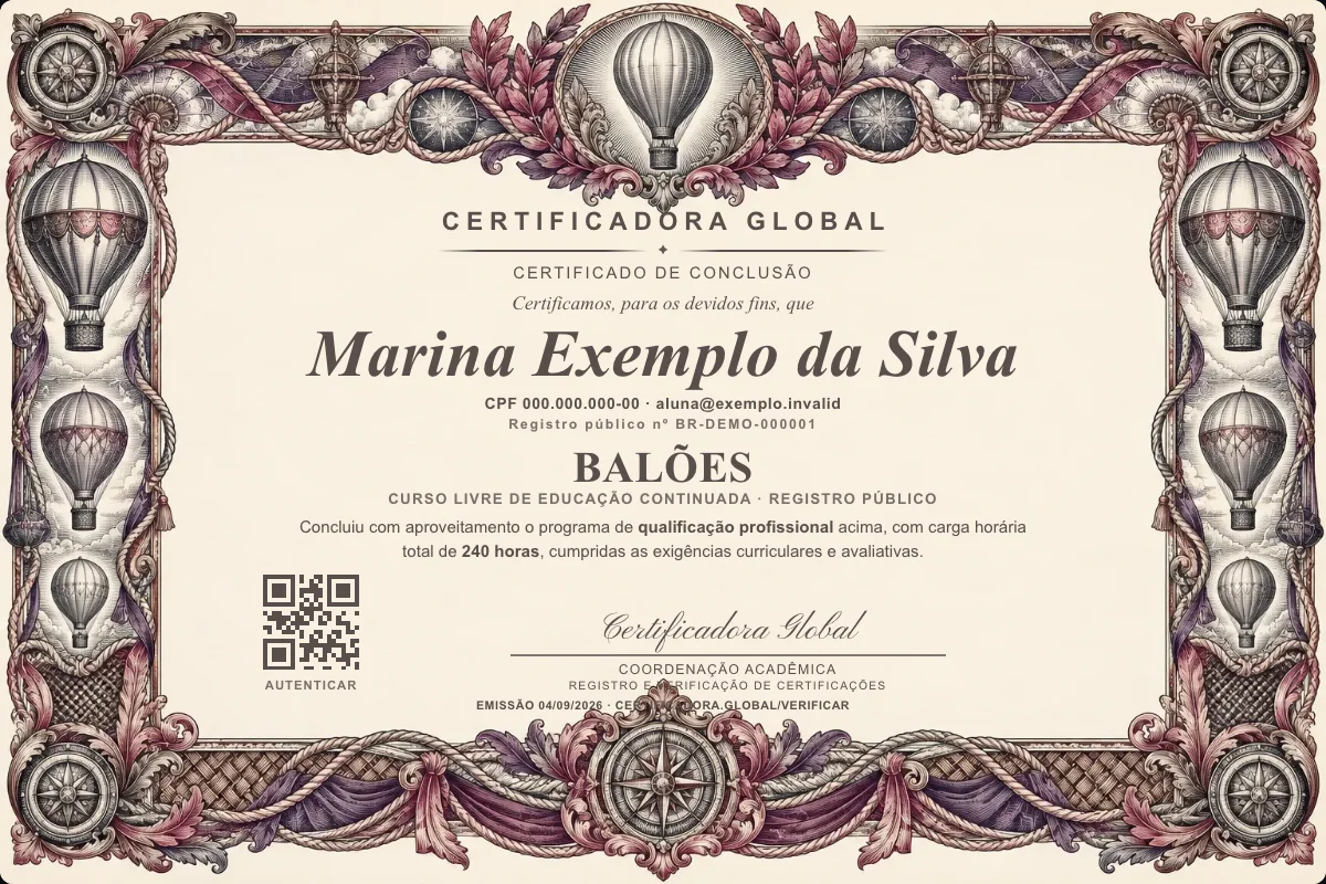 Capa do curso Balões