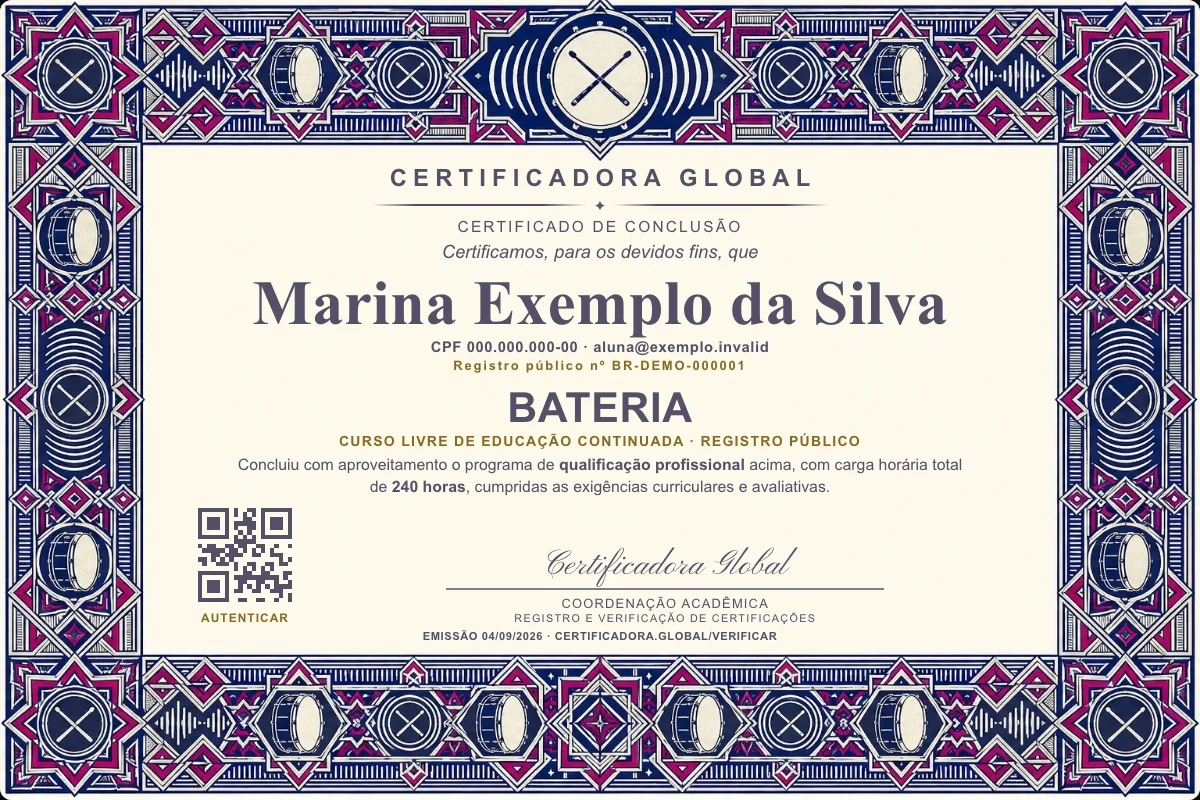 Capa do curso Bateria