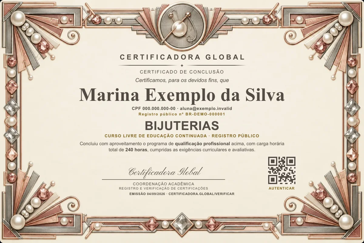 Capa do curso Bijuterias