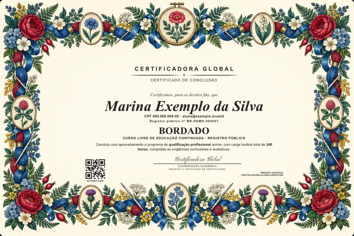 Capa do curso Bordado