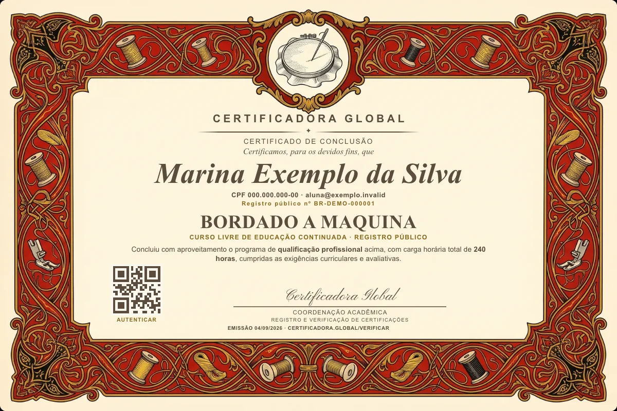 Capa do curso Bordado a Maquina