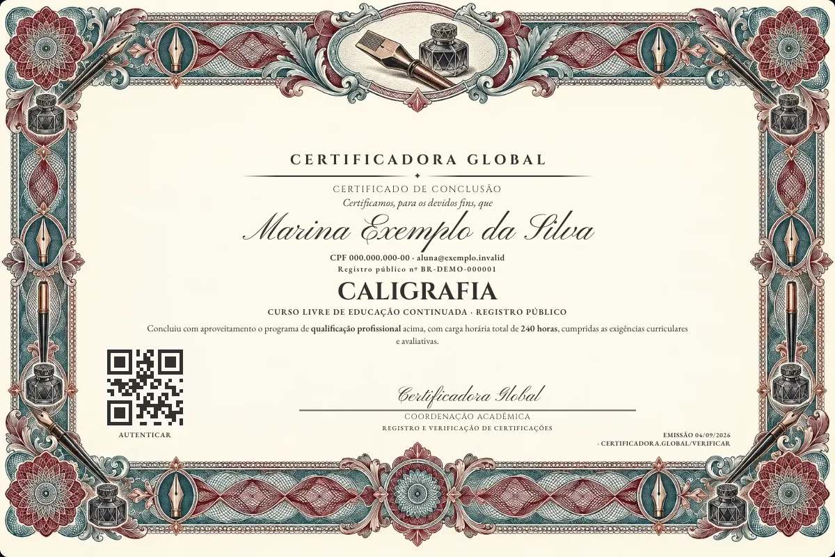 Capa do curso Caligrafia