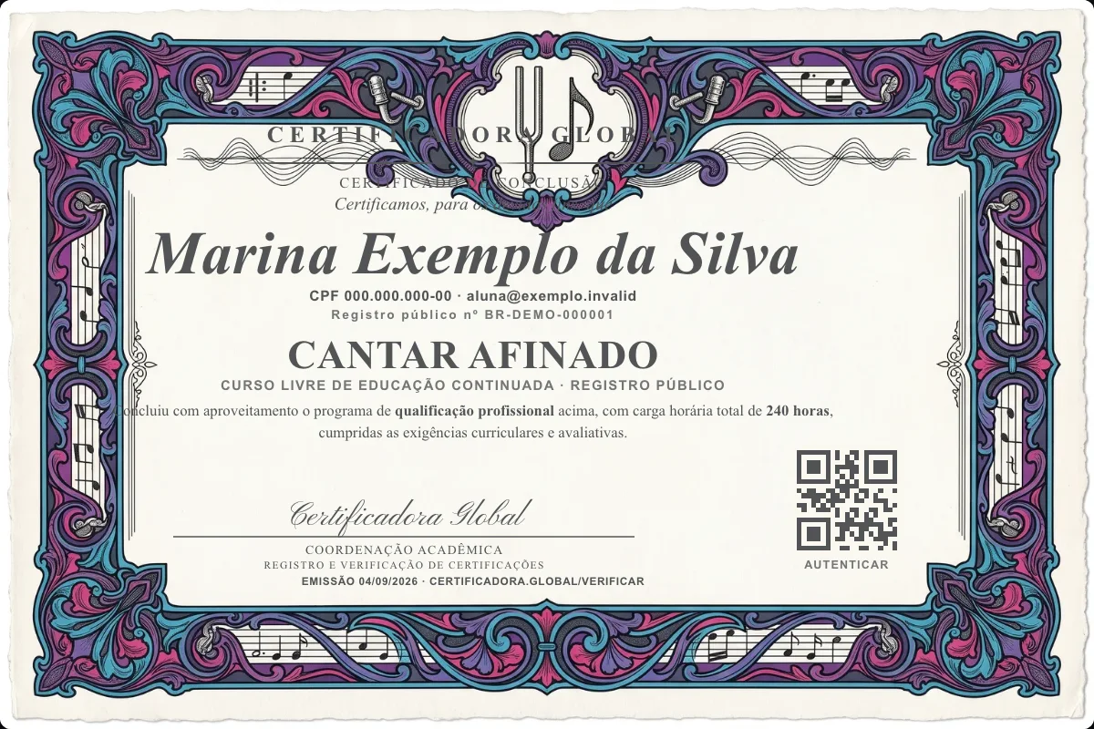 Capa do curso Cantar Afinado