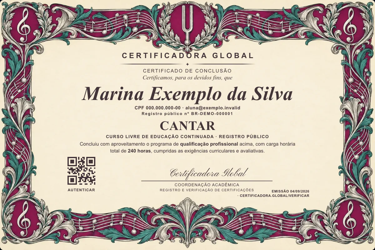 Capa do curso Cantar