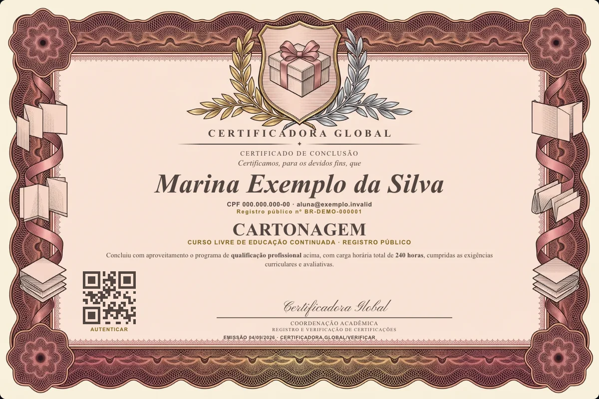 Capa do curso Cartonagem