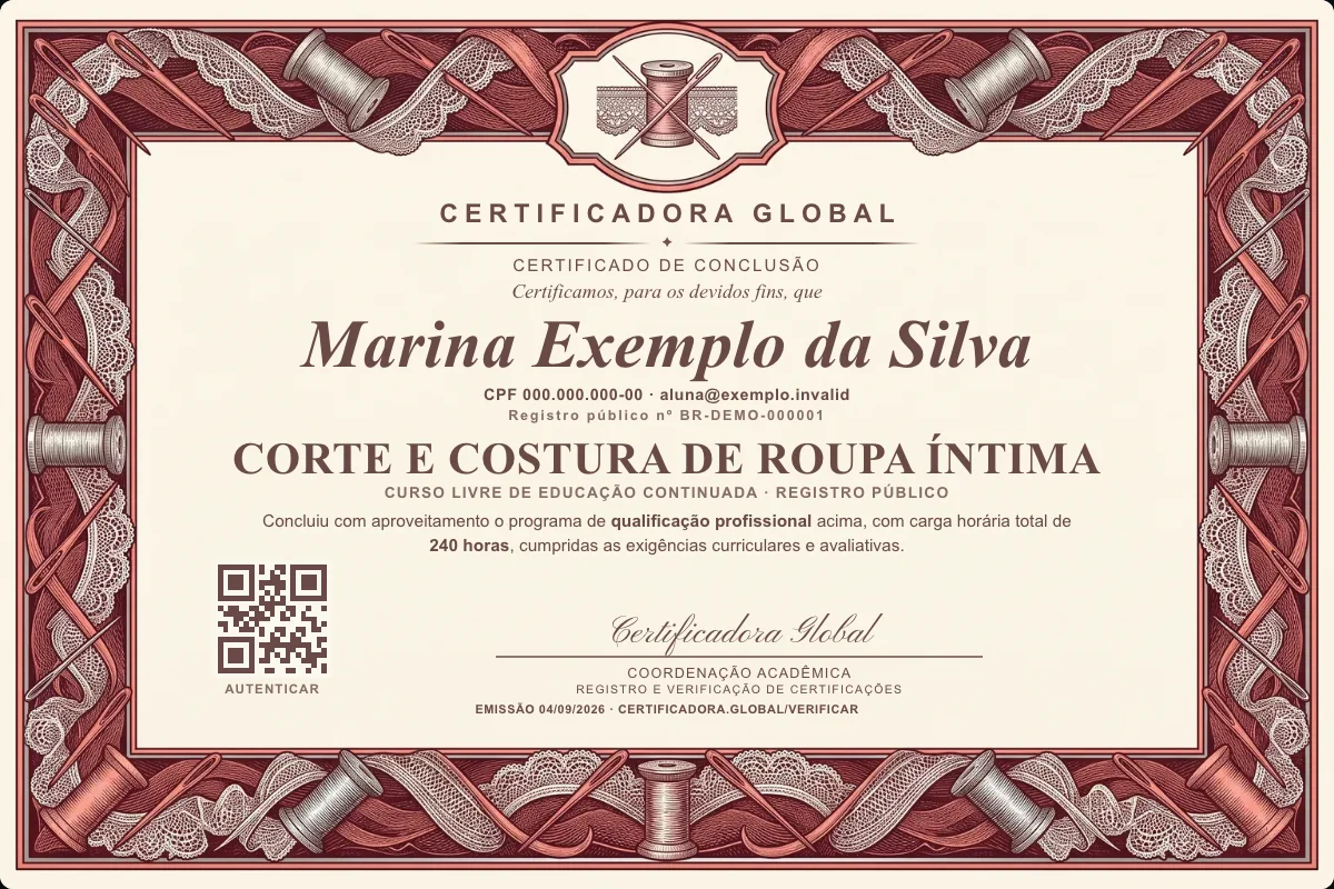 Capa do curso Corte e Costura de Roupa Íntima