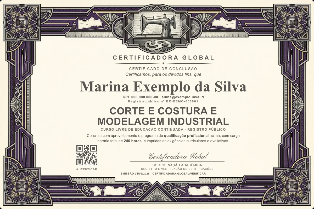 Capa do curso Corte e Costura e Modelagem Industrial